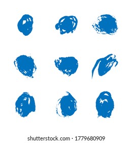 Ink blue blot set. Abstract stain. Isolate on a white background. Vector illustration