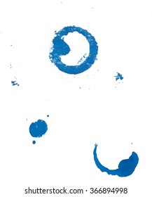 Ink blue Coffee cup mark on white