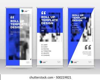 Ink and Blue Minimalism Abstract Modern Exhibition Advertising Trend Business Roll Up Banner Stand Poster Brochure flat design template creative concept. Presentation. Cover Publication. Vector. EPS