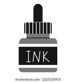 Ink bottle, cartoon style. Trendy modern vector illustration isolated on white background, hand drawn, flat