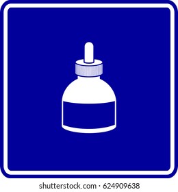 frasco de tinta con signo de tapón de goteo