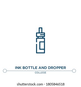 Tintenflasche und Tropfer Vektorsymbol. Einfache Elementgrafik. Tintenflasche und Dropper Umriss Symbol aus dem College-Konzept. Kann für Web und Mobile verwendet werden
