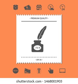 Ink bottle with feather - icon. Graphic elements for your design