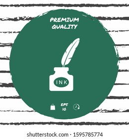 Ink bottle with feather - icon. Graphic elements for your design