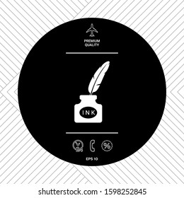 Ink bottle with feather - icon. Graphic elements for your design