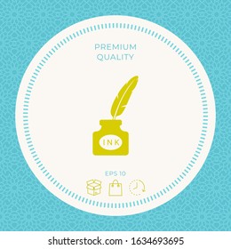 Ink bottle with feather - icon. Graphic elements for your design