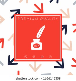 Ink bottle with feather - icon. Graphic elements for your design