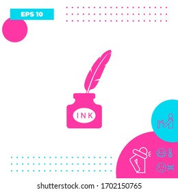 Ink bottle with feather - icon. Graphic elements for your design