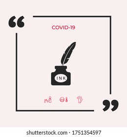 Ink bottle with feather - icon. Graphic elements for your design