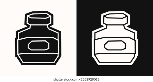 Ícone de garrafa de tinta em estilo de recorte preto e branco preenchido