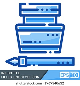 ink bottle icon in filled line style. vector illustration isolated on white background. EPS 10