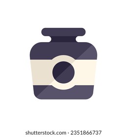 Ink bottle icon flat vector. Paper hand. Text pencil isolated