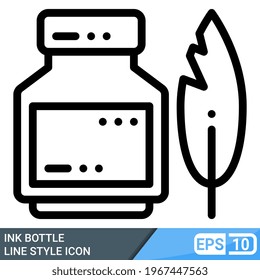 ink bottle icon in line style. vector illustration isolated on white background. EPS 10