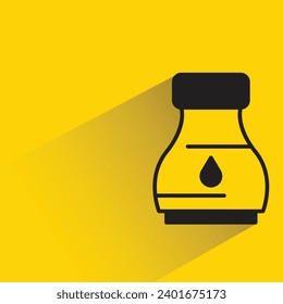 ink bottle icon with shadow on yellow background
