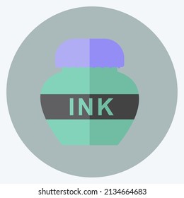 Ink Bottle Icon in trendy flat style isolated on soft blue background