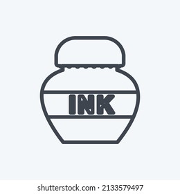 Ink Bottle Icon in trendy line style isolated on soft blue background