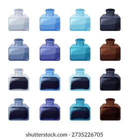 Conjunto de material de ilustración de botella de tinta