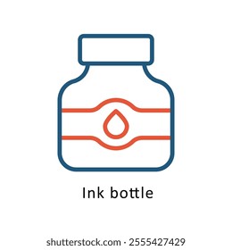 Ink bottle Vector Two Colors Outline Icon. Eps file 10