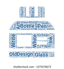 ink bottle word cloud. tag cloud about ink bottle