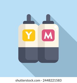 Ink bottles icon flat vector. Colorful garbage change. Colored device