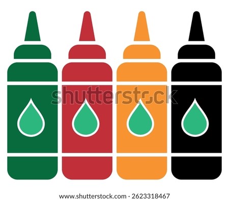 Ink Bottles Vector Illustration in CMYK Colors