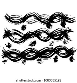 Ink brush background. Vector illustration. Grunge hand drawn watercolor texture.