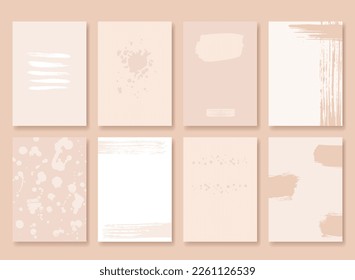 Ink brush banner soft colors. Decorative empty flyers design, sale, ad cards templates. Dirty blobs and lines creative vector abstract collection