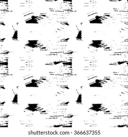 Ink brush. Black and white texture. Vector seamless