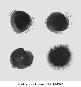 Ink brush blob set. Hand drawn frame background. Vector ink stains.