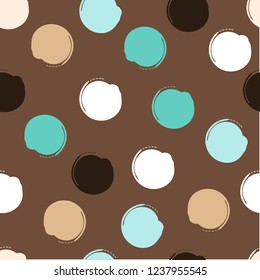  ink brush dots on coffee background repeating pattern use for textile,surface,decorations,prints,packaging,holiday theme