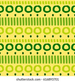 ink brush elements geometric seamless pattern. green ethnic decorative ornament