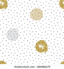 Ink and brush hand drawn seamless doodle design with polka dot and circles.