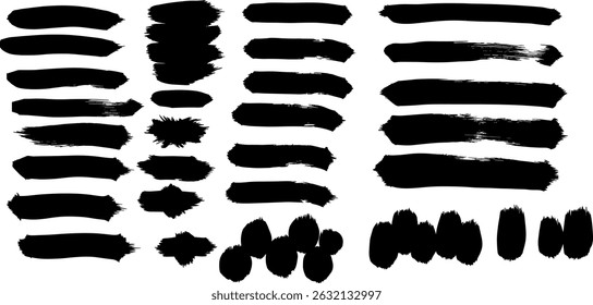 Traços de tinta pincelada. Vetor preto grunge pincel texturizado molduras de linha de fundo