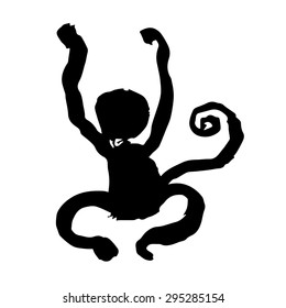 Ink brush painting of monkey, chinese zodiac animal