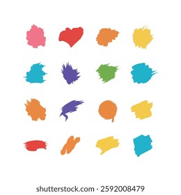 ink brush stroke abstract grunge texture effect icon set silhouette vector art flat design illustrations