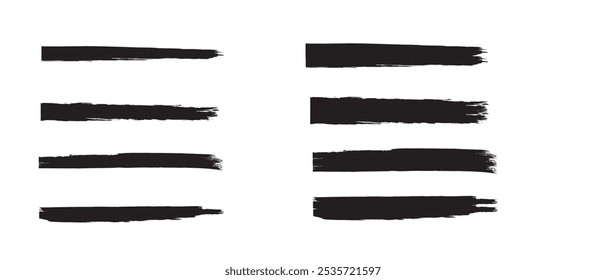 Ink brush stroke background or grunge paint brush, box, frame and line collection as vector design element. Torn or rip paper, watercolor splash, black silhouette or dirty texture set. eps 10