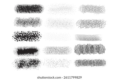 Ink brush stroke background or grunge paint brush, box, frame and line collection as vector design element. Torn or rip paper, watercolor splash, black silhouette or dirty texture set.