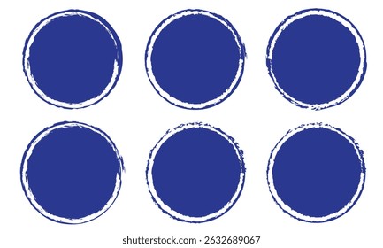 Strichhintergrund oder farbiger Pinsel. Grunge blaue Briefmarke. Ovaler Grunge-Kreis. Grunge malen blauen Kreis. EPS 10q