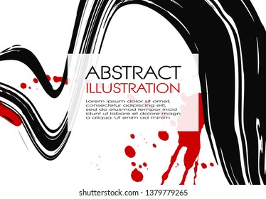 ink brush stroke background. Japanese style. Vector illustration of grunge stains