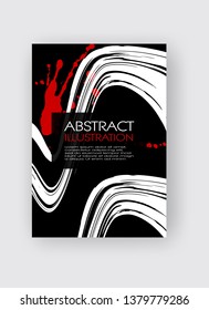 Ink brush stroke background. Japanese style. Vector illustration of grunge strip stains. Vector wave brushes illustration.