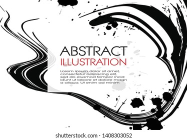 ink brush stroke background. Japanese style. Vector illustration of grunge stains