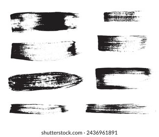 Ink brush stroke collection. artistic grungy black paint hand made creative brush stroke set i