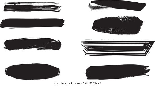 Ink brush stroke collection black set