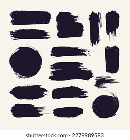 Ink brush stroke collection vector 