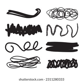 Colección de puntas de pincel de tinta. Ilustración vectorial.