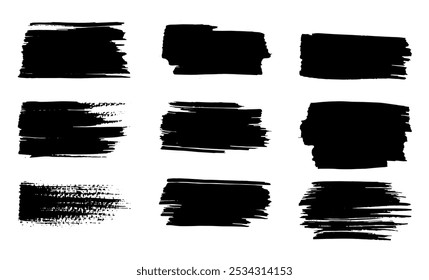Ink brush stroke collection vector