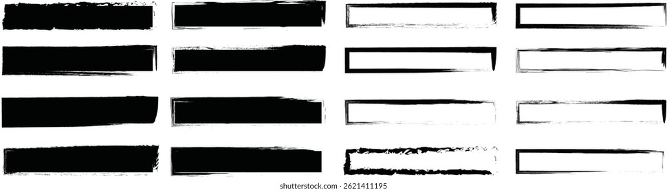 Ink Brush Stroke Elements – Grunge Circles, Squares, and Frames