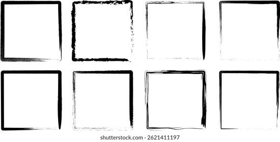 Ink Brush Stroke Elements – Grunge Circles, Squares, and Frames
