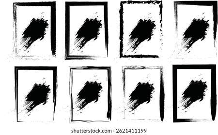 Ink Brush Stroke Elements – Grunge Circles, Squares, and Frames