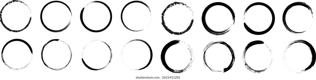 Ink Brush Stroke Elements – Grunge Circles, Squares, and Frames